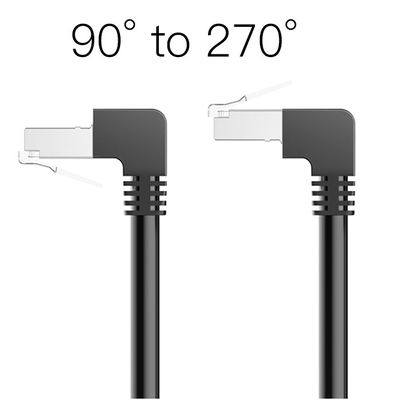 OEM स्थिर Cat7 पैच कॉर्ड 90 डिग्री से 270 डिग्री ऊपर की ओर कोण