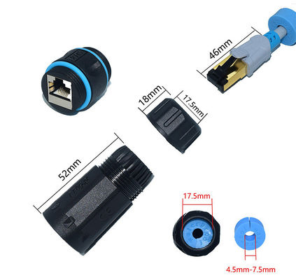 आउटडोर IP68 इनलाइन वॉटरप्रूफ कनेक्टर CAT6 STP फीमेल टू फीमेल