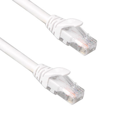 RJ45 कनेक्टर के साथ सफेद UTP Cat6 पैच कॉर्ड 24AWG 7/0.2 PVC LSZH जैकेट