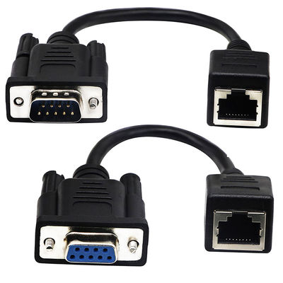 Cat5 Cat6 RJ45 से RS232 केबल, DB9 9 पिन औद्योगिक ईथरनेट केबल असेंबली