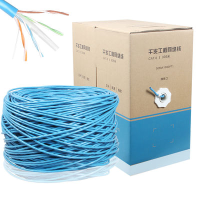 1000FT CCA CAT6 इंटरनेट केबल UTP लैन केबल 4PR 24AWG 0.48mm 305M ग्रे