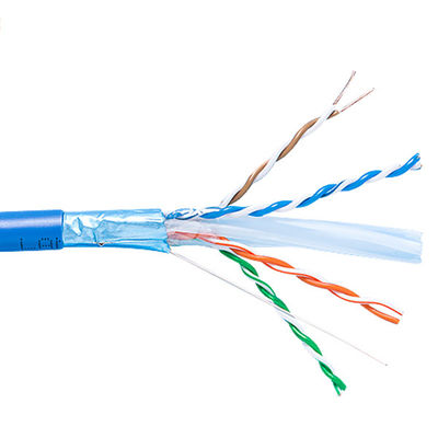 सॉलिड बेयर कॉपर कैट6ए लैन केबल शील्डेड रिसर 1000 फीट ब्लू 23AWG 750MHz PoE++