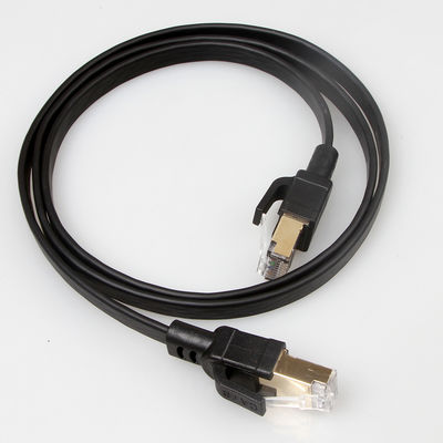 फ्लैट SFTP RJ45 Cat8 पैच केबल 40Gbps 2000Mhz काला रंग टिकाऊ