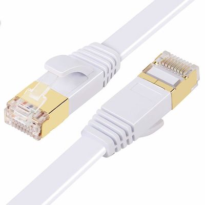 RJ45 कनेक्टर के साथ कंप्यूटर Cat7 फ्लैट पैच केबल SFTP शील्ड