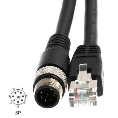 फील्डबस सेंसर के लिए ROHS Cat6 औद्योगिक ईथरनेट केबल M12 D कोड 8 पिन टू RJ45