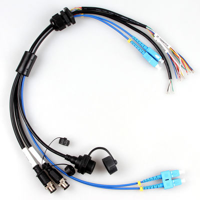 एयरोस्पेस वाटरप्रूफ वायर हार्नेस केबल असेंबली M12+USB फीमेल+फाइबर ऑप्टिक