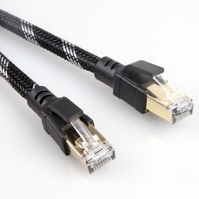 आउटडोर इंडोर Cat8 पैच केबल नायलॉन ब्रेडेड 26AWG 40Gbps 2000MHz S/FTP