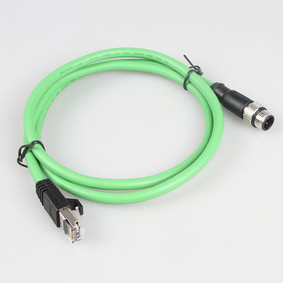 ग्रीन कैमरा औद्योगिक ईथरनेट केबल M12 4Pin से RJ45 गीगाबिट स्थिर