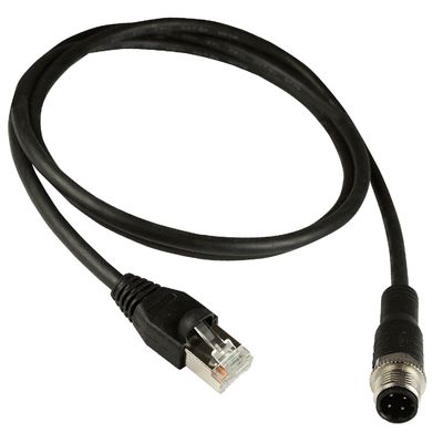 M12 से Rj45 गीगाबिट औद्योगिक ईथरनेट केबल Cat5e Cat6 काला रंग