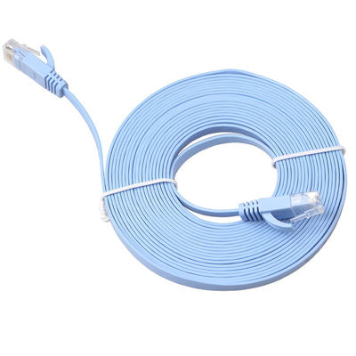 CAT 6 नेटवर्क फ्लैट पैच केबल ब्लू 0.5m 1m 2m से 100m बैंडविड्थ 350MHz