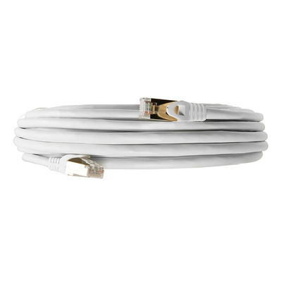0.5-90m RJ45 पैच कॉर्ड, डबल शील्ड व्हाइट कैट 7 ईथरनेट केबल