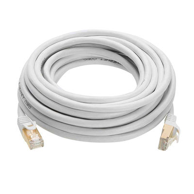 0.5-90m RJ45 पैच कॉर्ड, डबल शील्ड व्हाइट कैट 7 ईथरनेट केबल