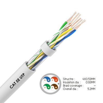 ठोस UTP Cat5e नेटवर्क केबल 4 जोड़े CCA कंडक्टर PVC जैकेट