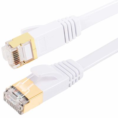 RJ45 कनेक्टर के साथ कंप्यूटर Cat7 फ्लैट पैच केबल SFTP शील्ड