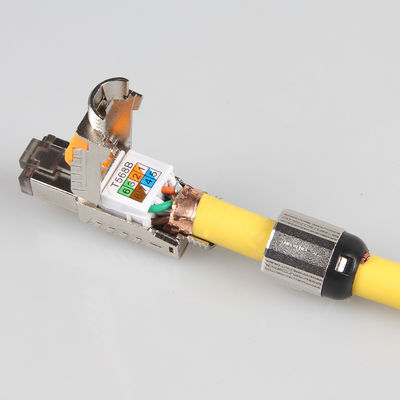 फील्ड टर्मिनेटेड कैट 7 एसटीपी केबल, RJ45 8P8C नेटवर्क मॉड्यूलर प्लग कैट 7 पैच केबल