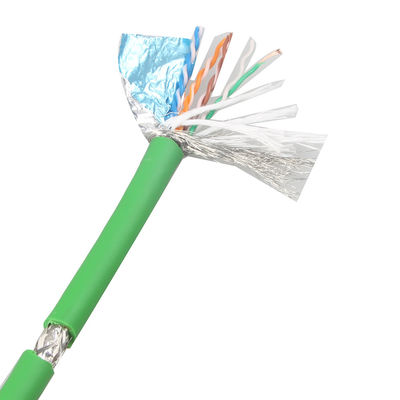 औद्योगिक अनुप्रयोगों के लिए उच्च लचीलापन कैट 5e SFTP AWG26 पीवीसी ग्रीन RJ45 ईथरनेट केबल